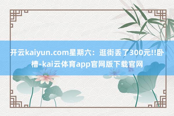 开云kaiyun.com星期六：逛街丢了300元!!卧槽-kai云体育app官网版下载官网