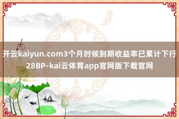 开云kaiyun.com3个月时候到期收益率已累计下行28BP-kai云体育app官网版下载官网