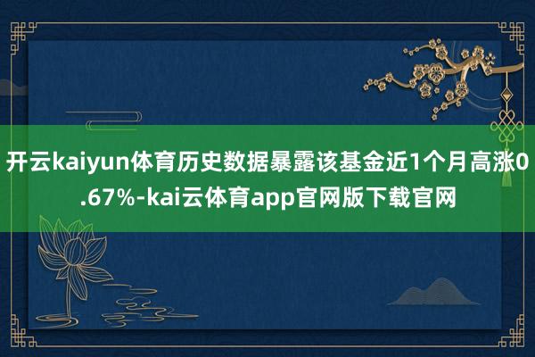 开云kaiyun体育历史数据暴露该基金近1个月高涨0.67%-kai云体育app官网版下载官网