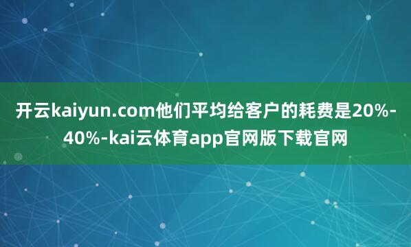开云kaiyun.com他们平均给客户的耗费是20%-40%-kai云体育app官网版下载官网