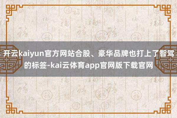 开云kaiyun官方网站合股、豪华品牌也打上了智驾的标签-kai云体育app官网版下载官网