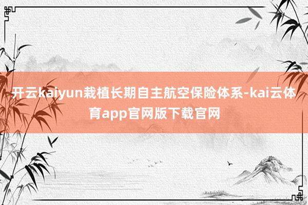 开云kaiyun栽植长期自主航空保险体系-kai云体育app官网版下载官网