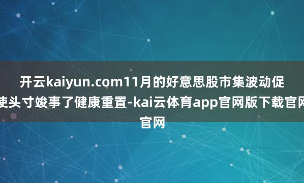 开云kaiyun.com11月的好意思股市集波动促使头寸竣事了健康重置-kai云体育app官网版下载官网